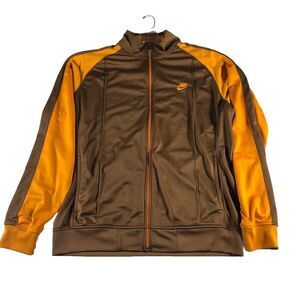 Vintage Y2K Nike Satin Brown And Orange Full Zip Track Jacket Size XL La Flame